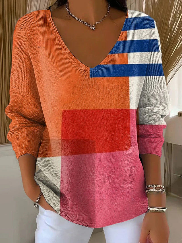 Béatrice – Pull coloré avec col en V