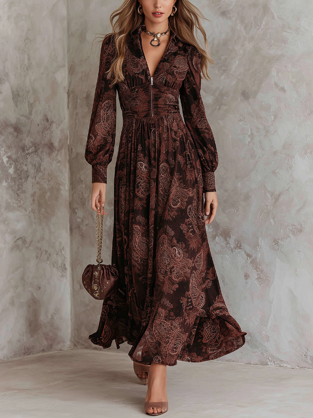 Eloise | Paisley Zip-Waist Maxi Dress