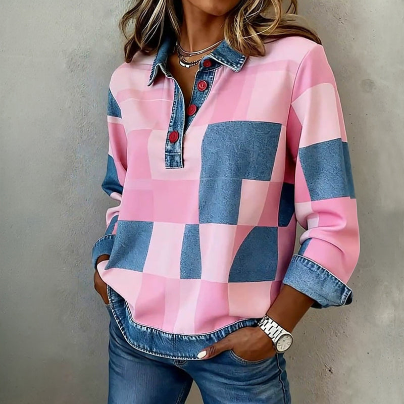 Sweat-Shirt À Carreaux Vintage