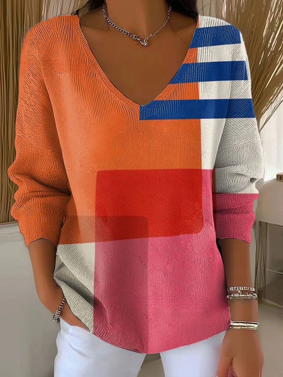 Béatrice – Pull coloré avec col en V