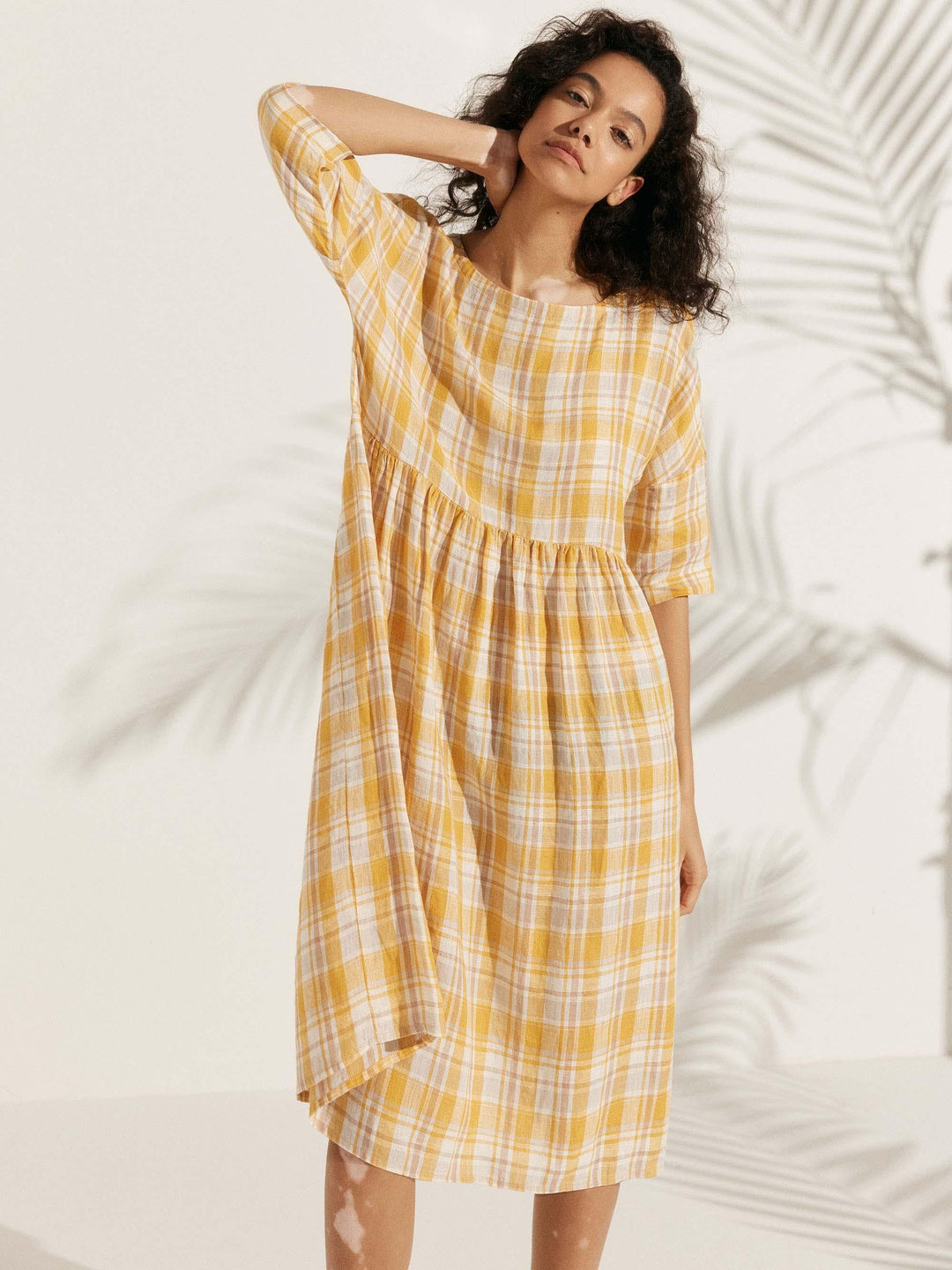 100% Linen A-Line Midi Dress VALENCIA