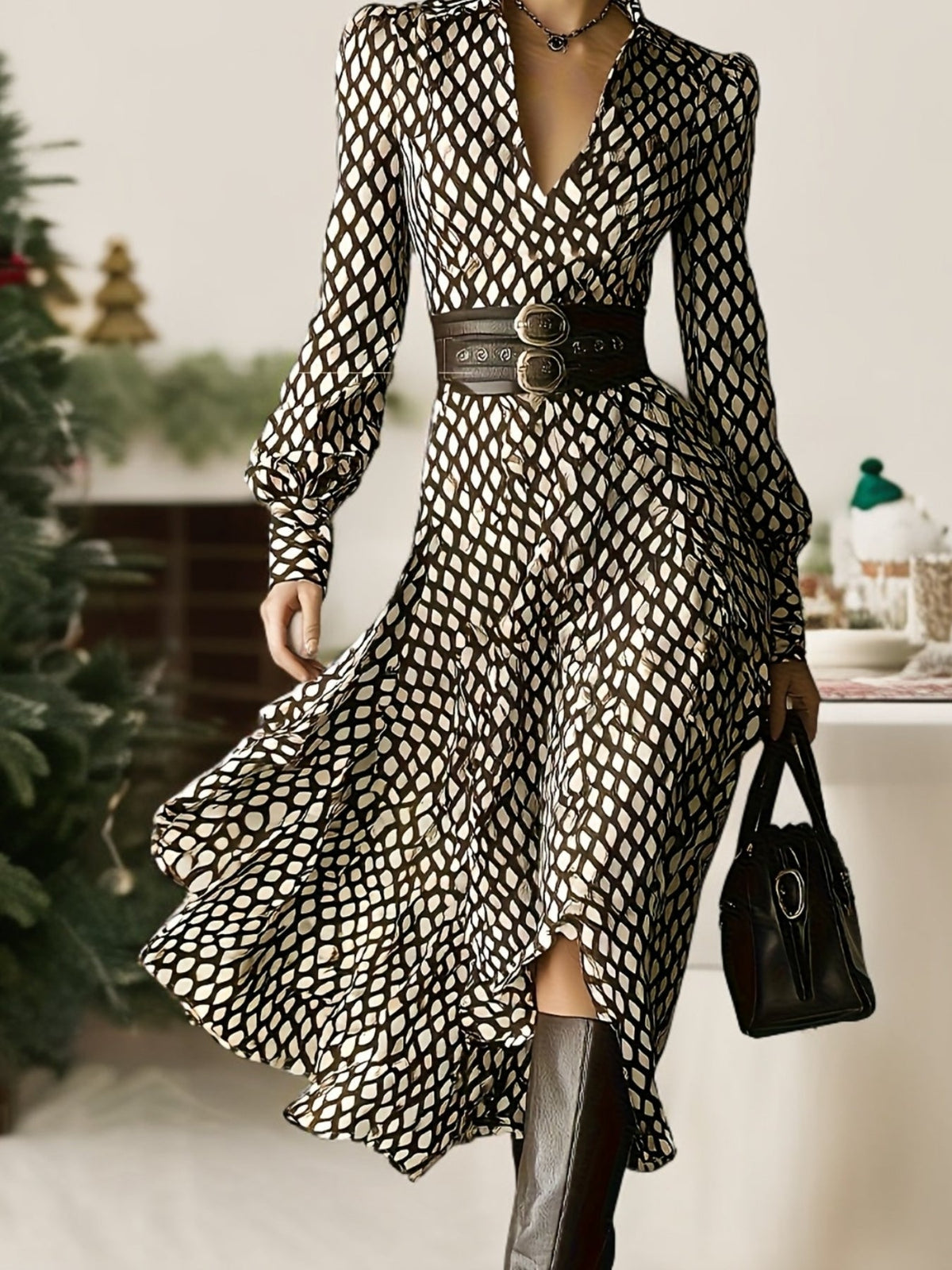 Zara lizzy | Vintage Rhombus Print Dress