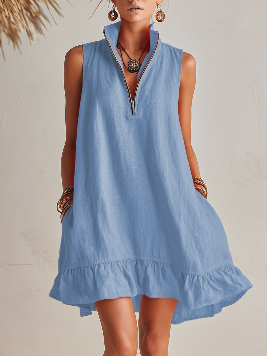 Linen-Look Mini Dress
