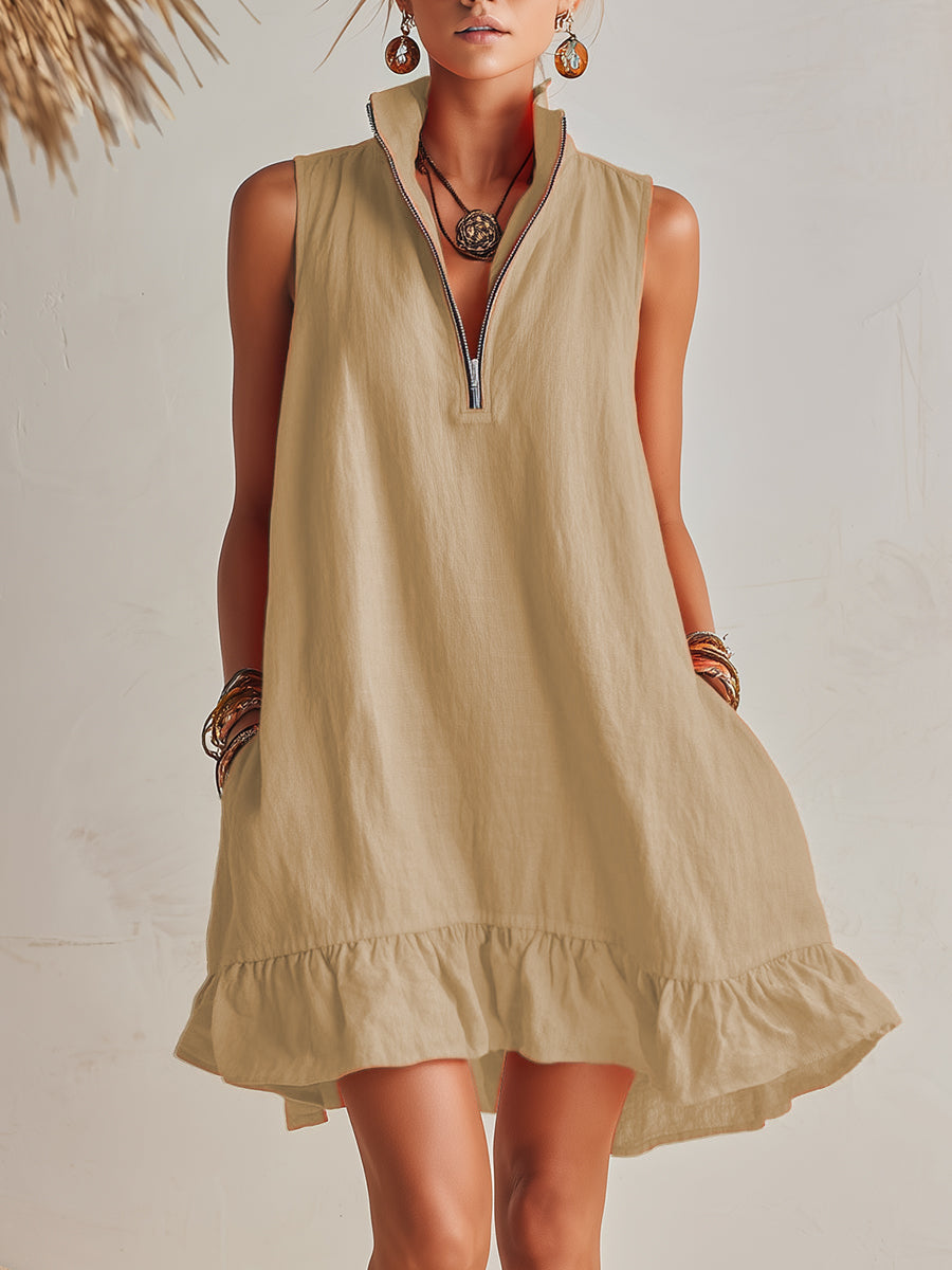 Linen-Look Mini Dress