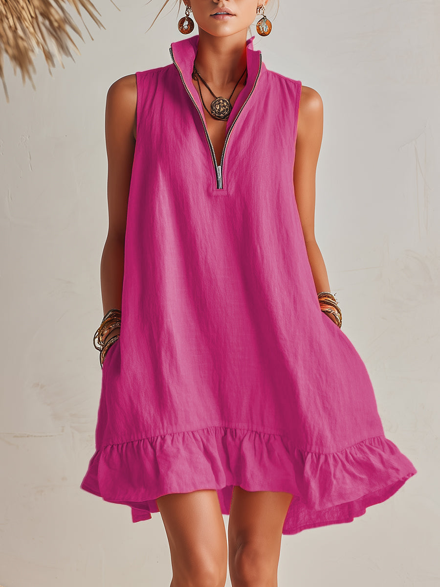 Linen-Look Mini Dress