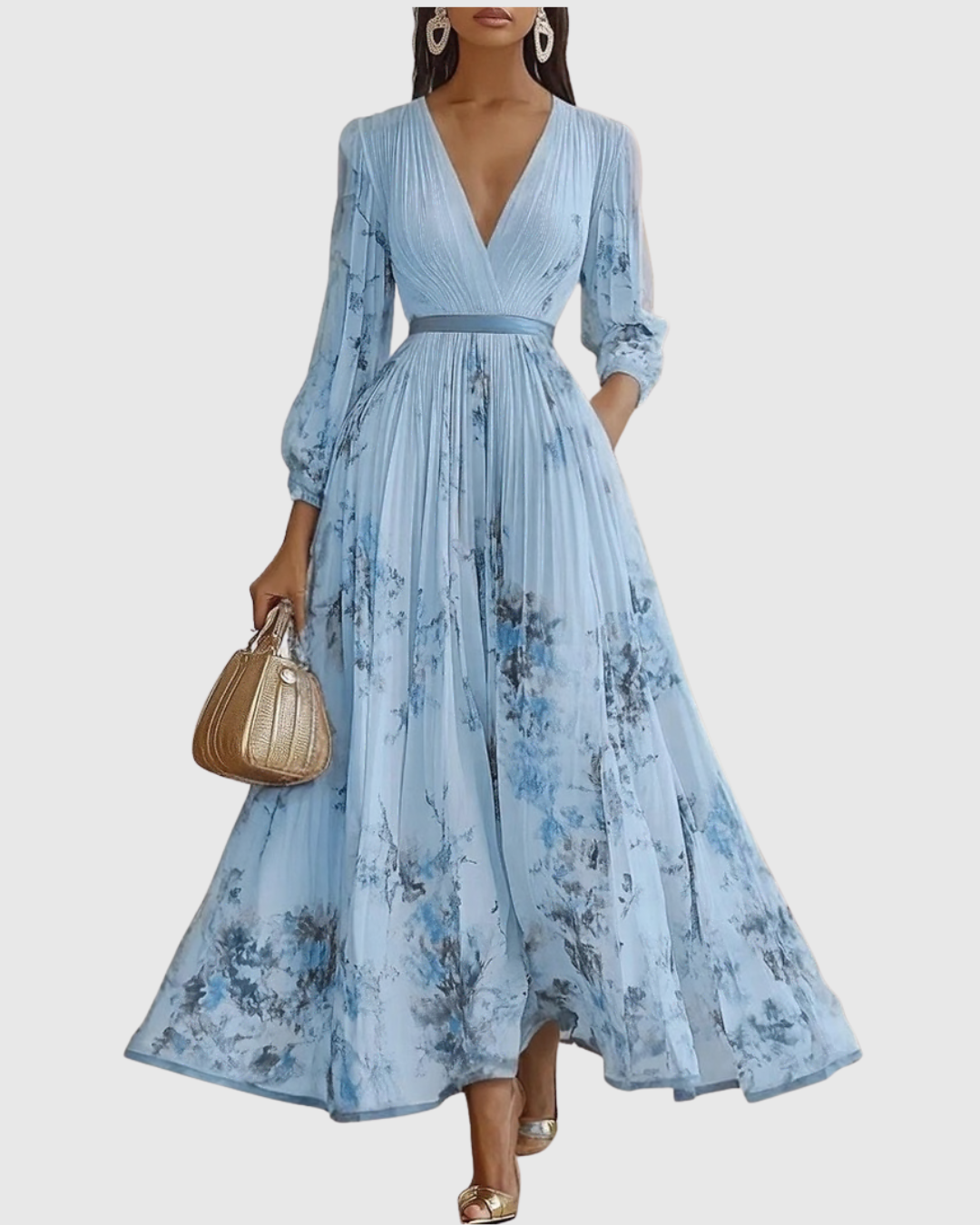 Rowella - Elegant Pleated Maxi Dress