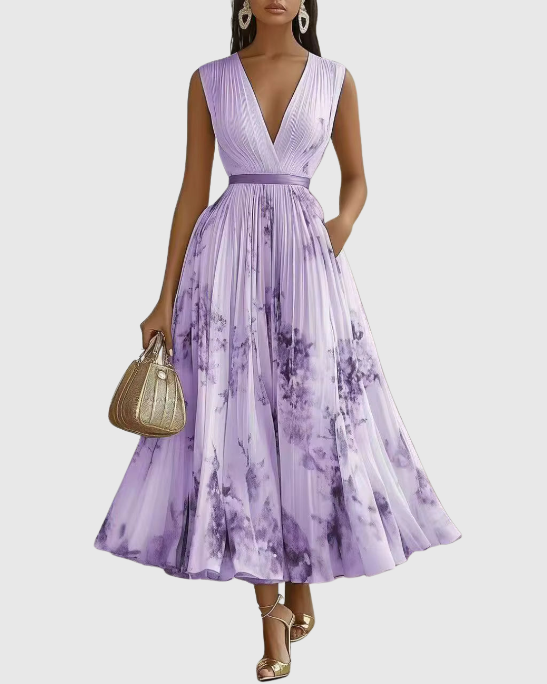 Rowella - Elegant Pleated Maxi Dress