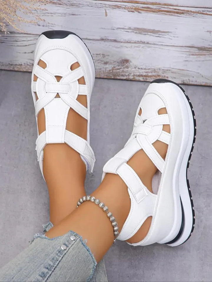 Sandales compensées confortables à bride Velcro