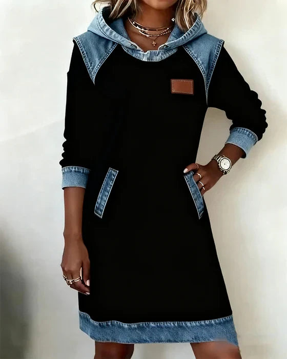 Charlotte™ | Cozy Contrast Hooded Dress