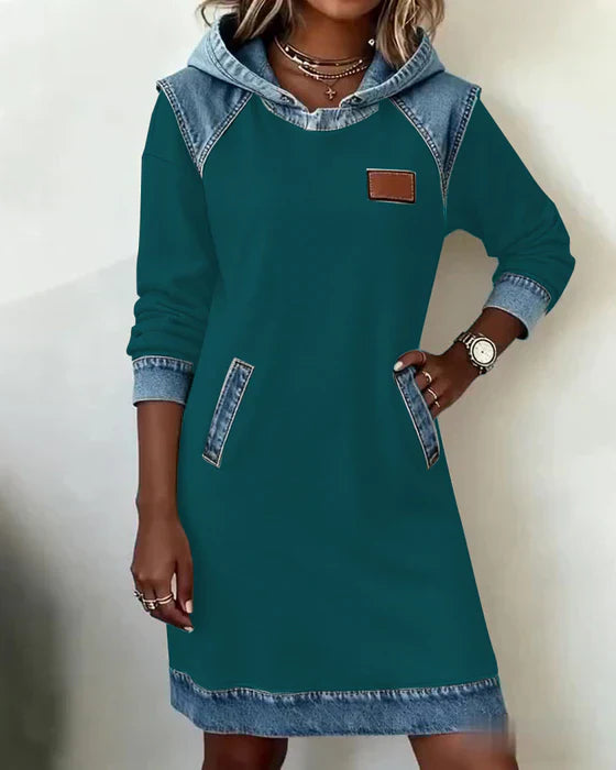 Charlotte™ | Cozy Contrast Hooded Dress