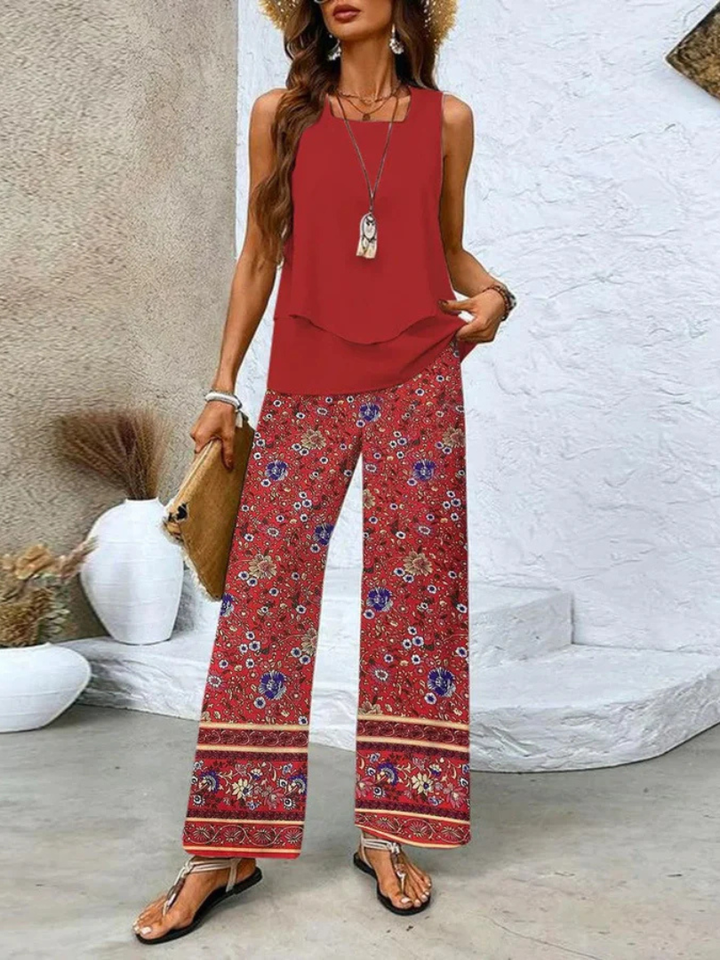 Ovelynra™ | Sleeveless top and wide-leg pants