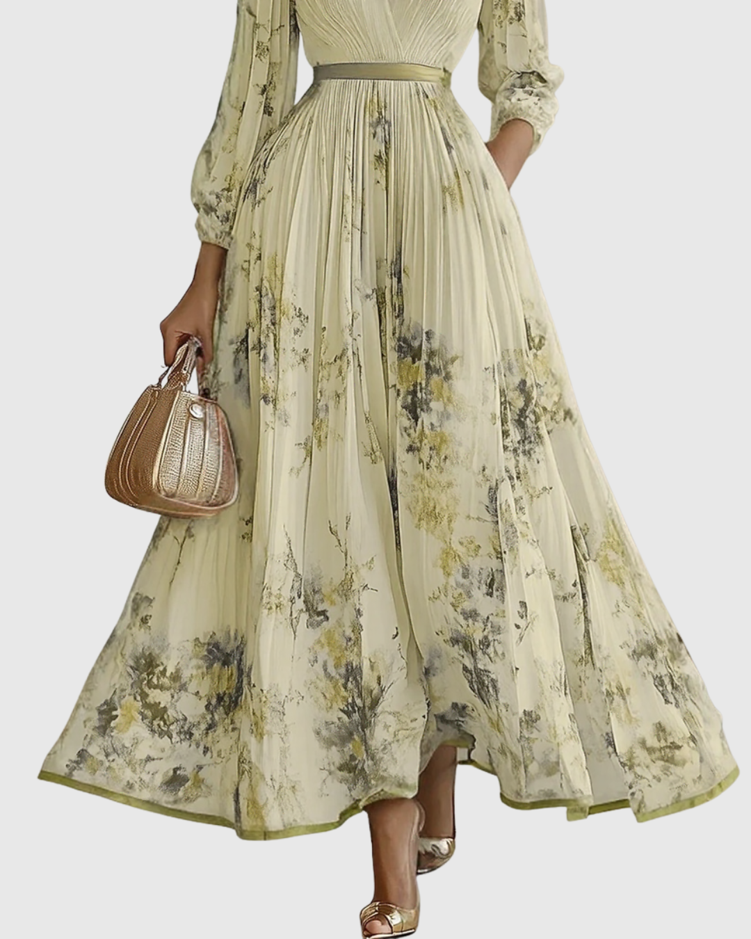 Rowella - Elegant Pleated Maxi Dress
