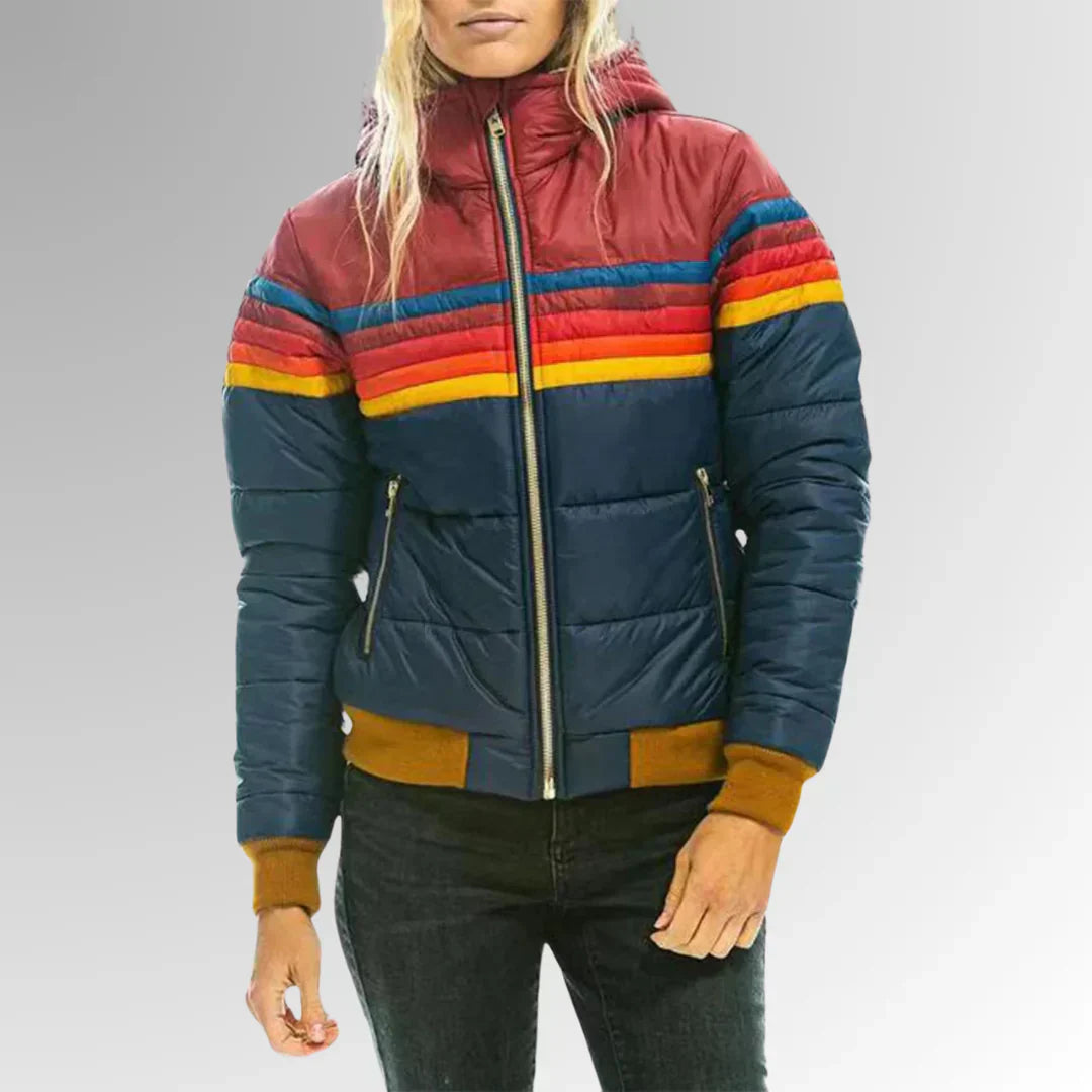 Veste Matelassée Rayée Rétro