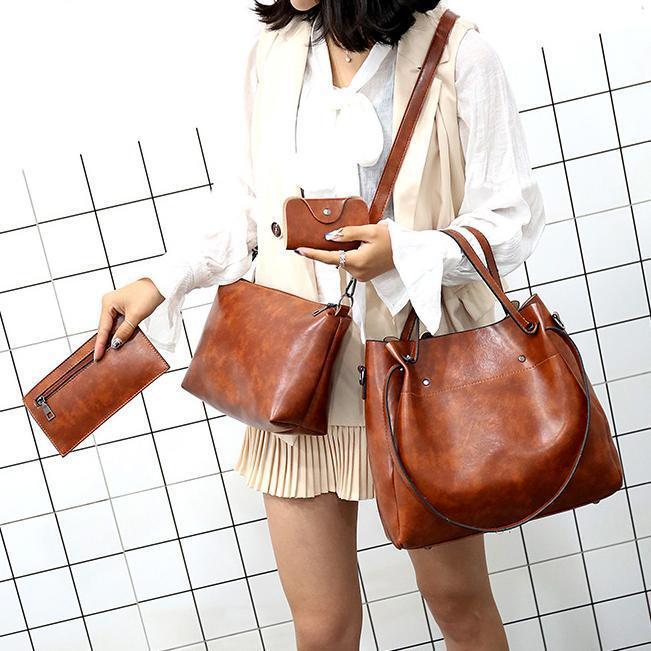 Riley - Vintage Soft 4-Piece Vegan Leather Bag Set