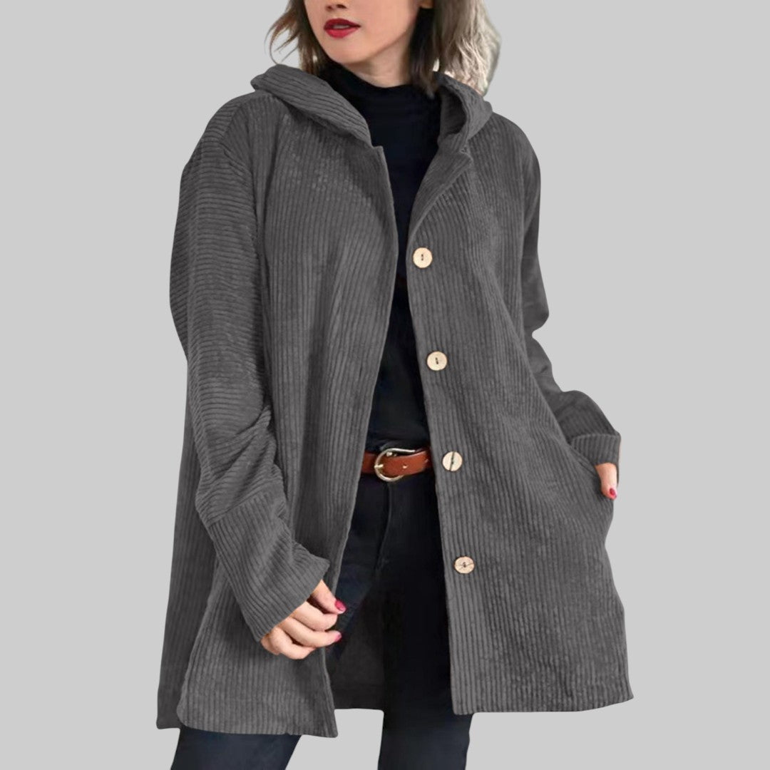 Cordia™ | Veste Matelassée en Velours Côtelé avec Capuche