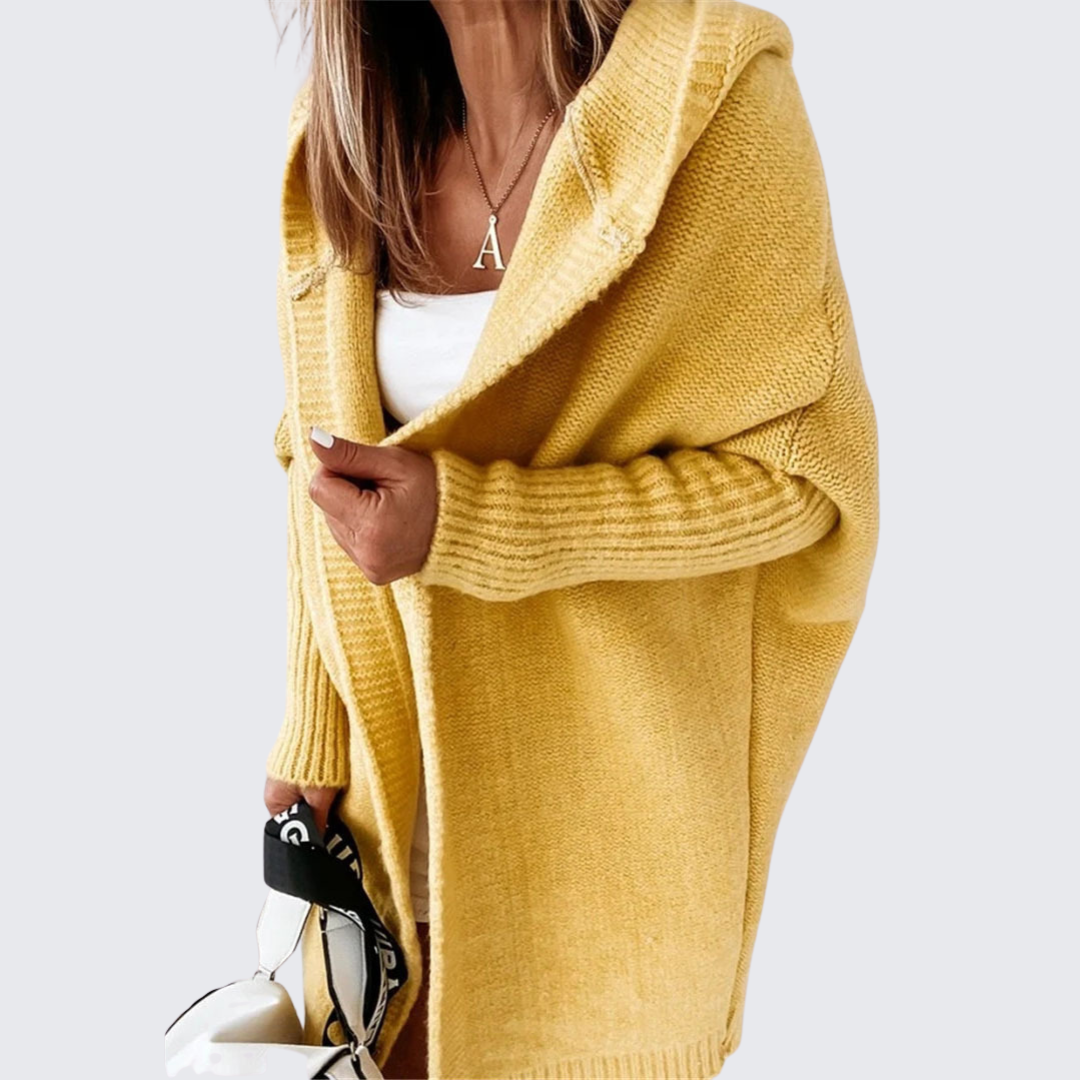 Céleste — Cardigan à capuche en maille cocon