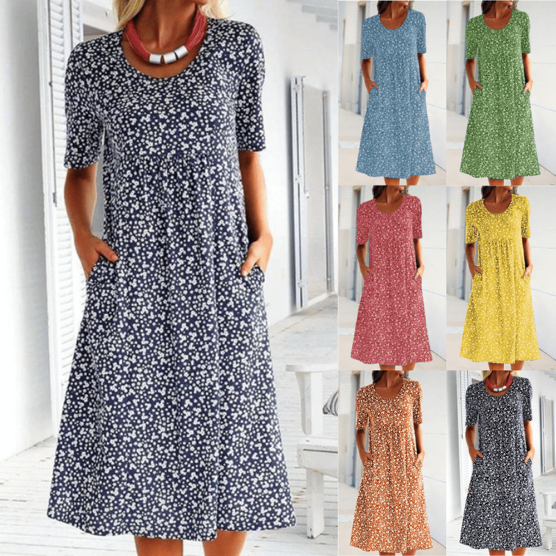 Sabrina - Round Neck Floral Dress