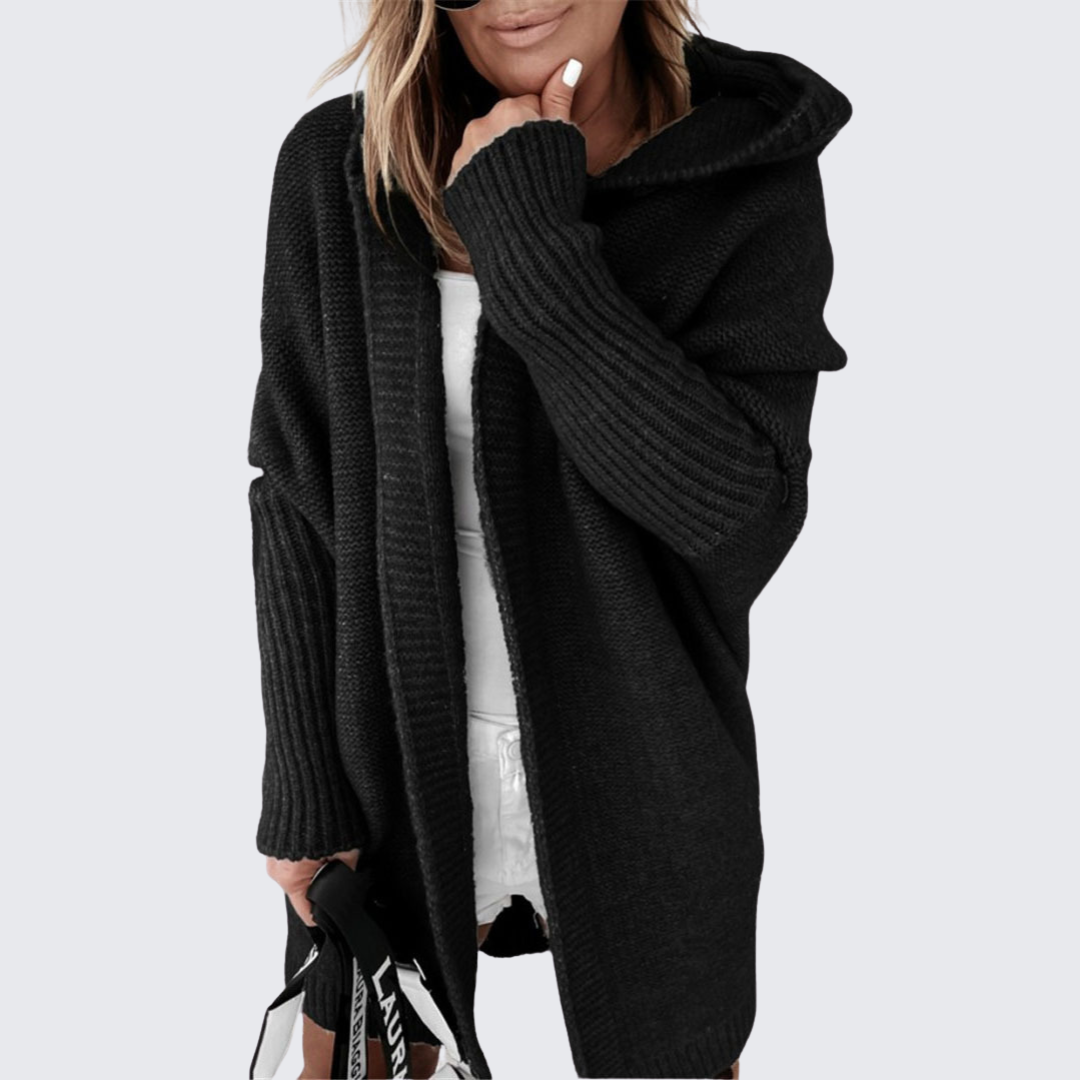 Céleste — Cardigan à capuche en maille cocon