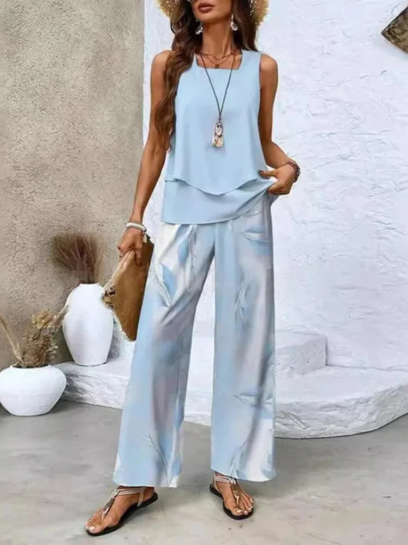 Ovelynra™ | Sleeveless top and wide-leg pants