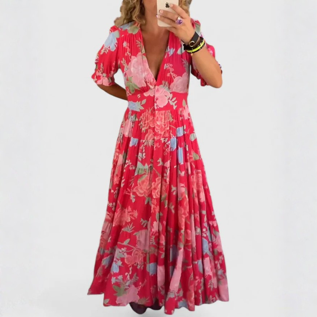 Minelda | Elegant Floral V-neck Dress