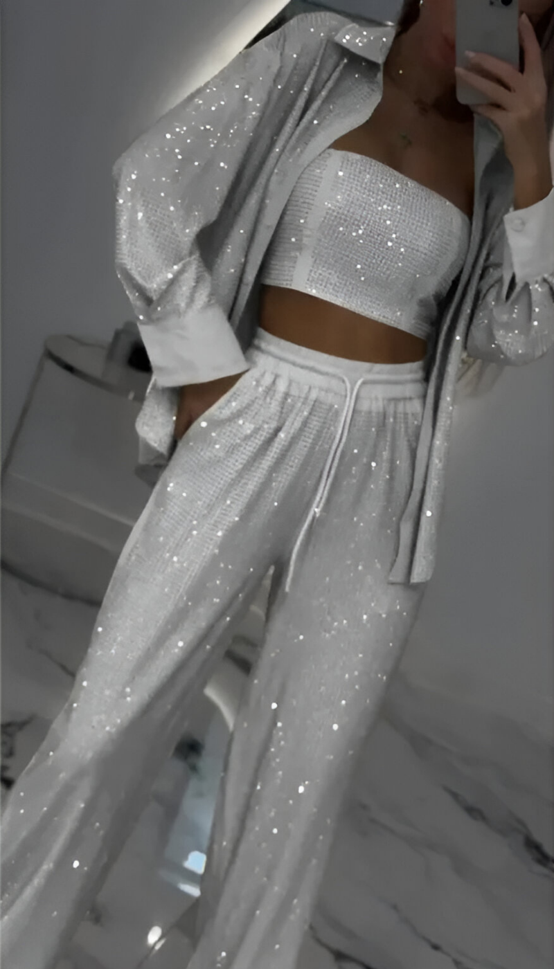 Fioralba | Sequin Lounge Set – Three Piece