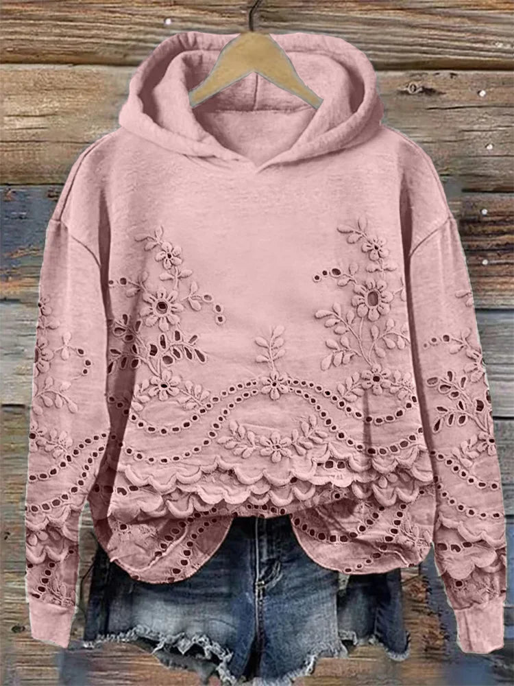 Sylvie | Sweat à capuche avec broderie florale