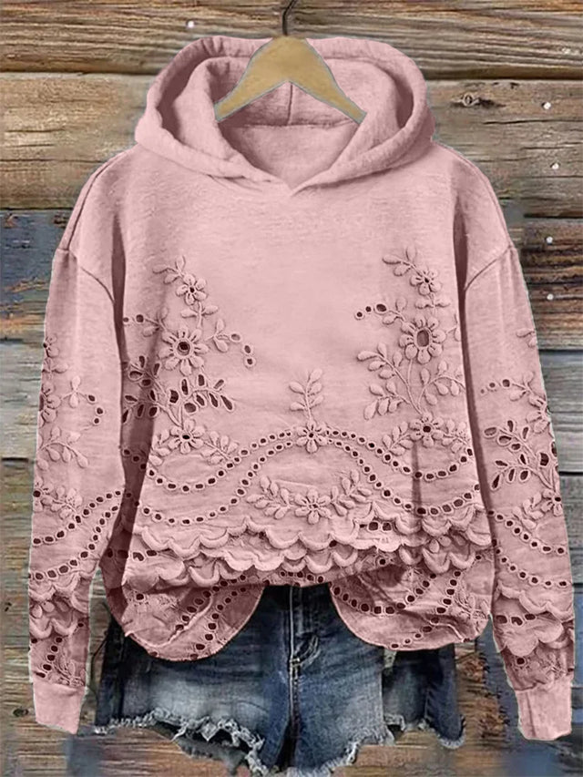 Sylvie | Sweat à capuche avec broderie florale
