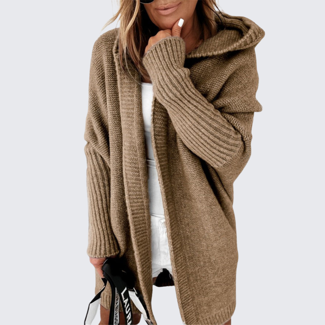 Céleste — Cardigan à capuche en maille cocon