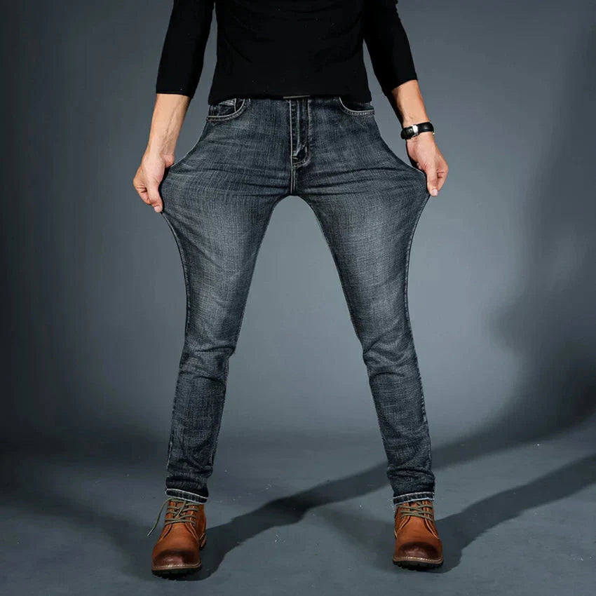 Jeans fuselés extensibles 4 directions de qualité supérieure pour hommes