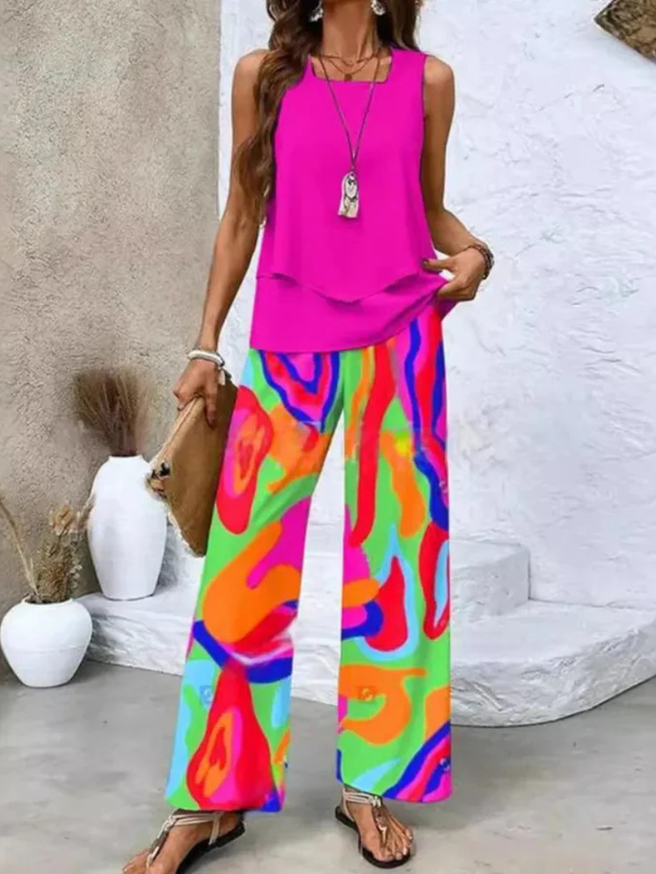 Ovelynra™ | Sleeveless top and wide-leg pants