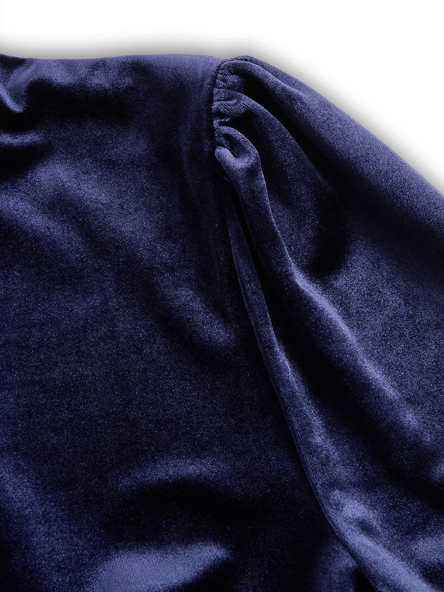 ELOWON | NAVY BLUE LONG-SLEEVE MIDI DRESS