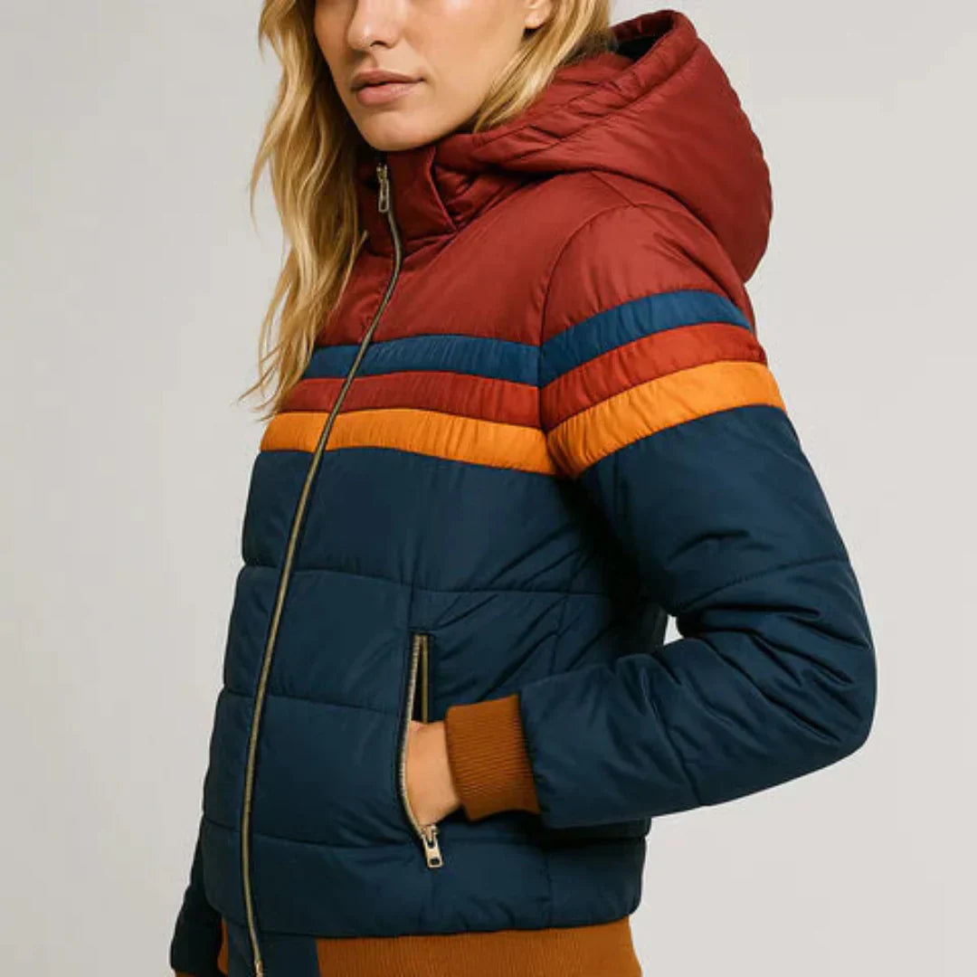 Veste Matelassée Rayée Rétro