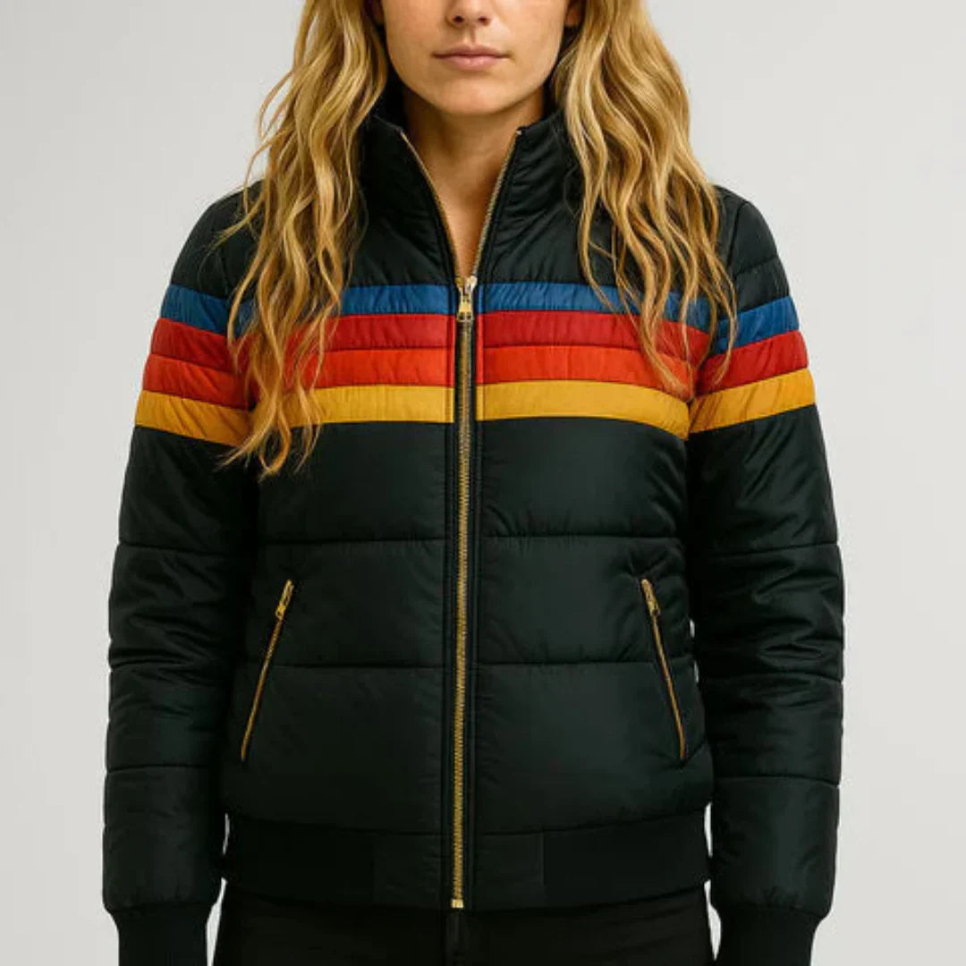 Veste Matelassée Rayée Rétro
