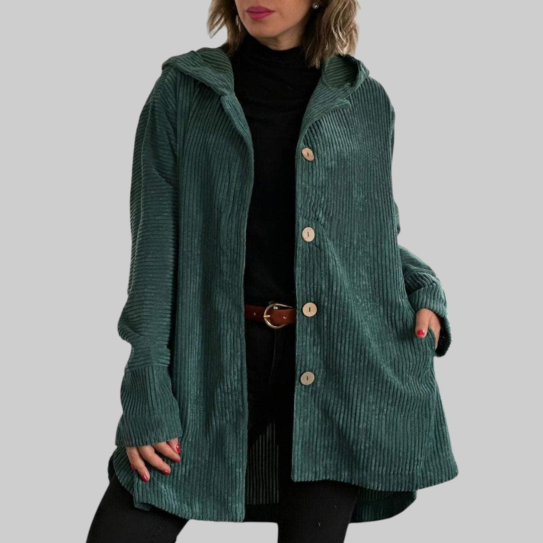 Cordia™ | Veste Matelassée en Velours Côtelé avec Capuche