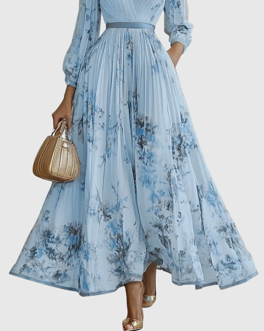 Rowella - Elegant Pleated Maxi Dress