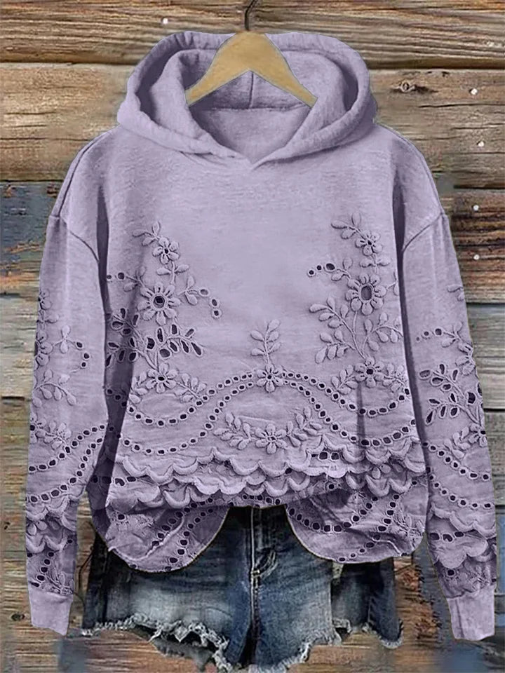 Sylvie | Sweat à capuche avec broderie florale