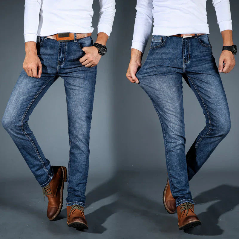Jeans fuselés extensibles 4 directions de qualité supérieure pour hommes