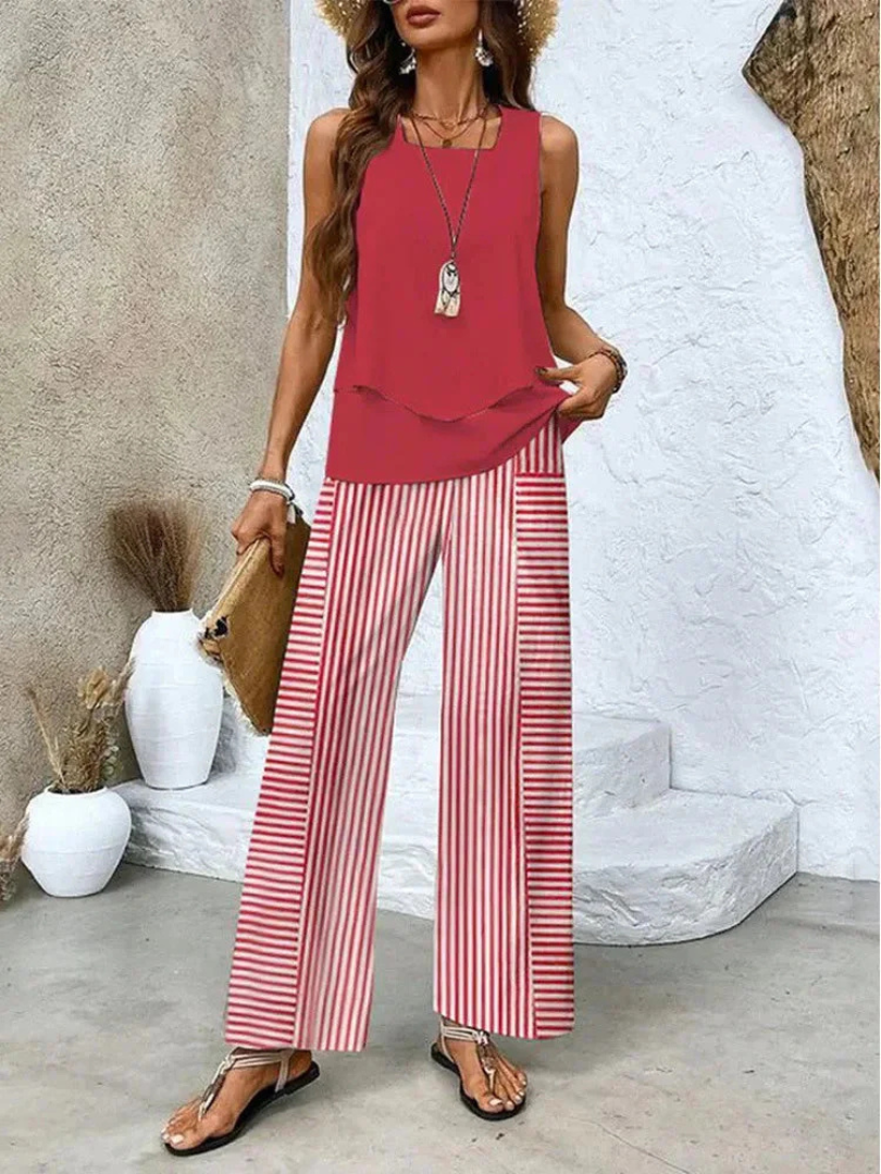 Ovelynra™ | Sleeveless top and wide-leg pants