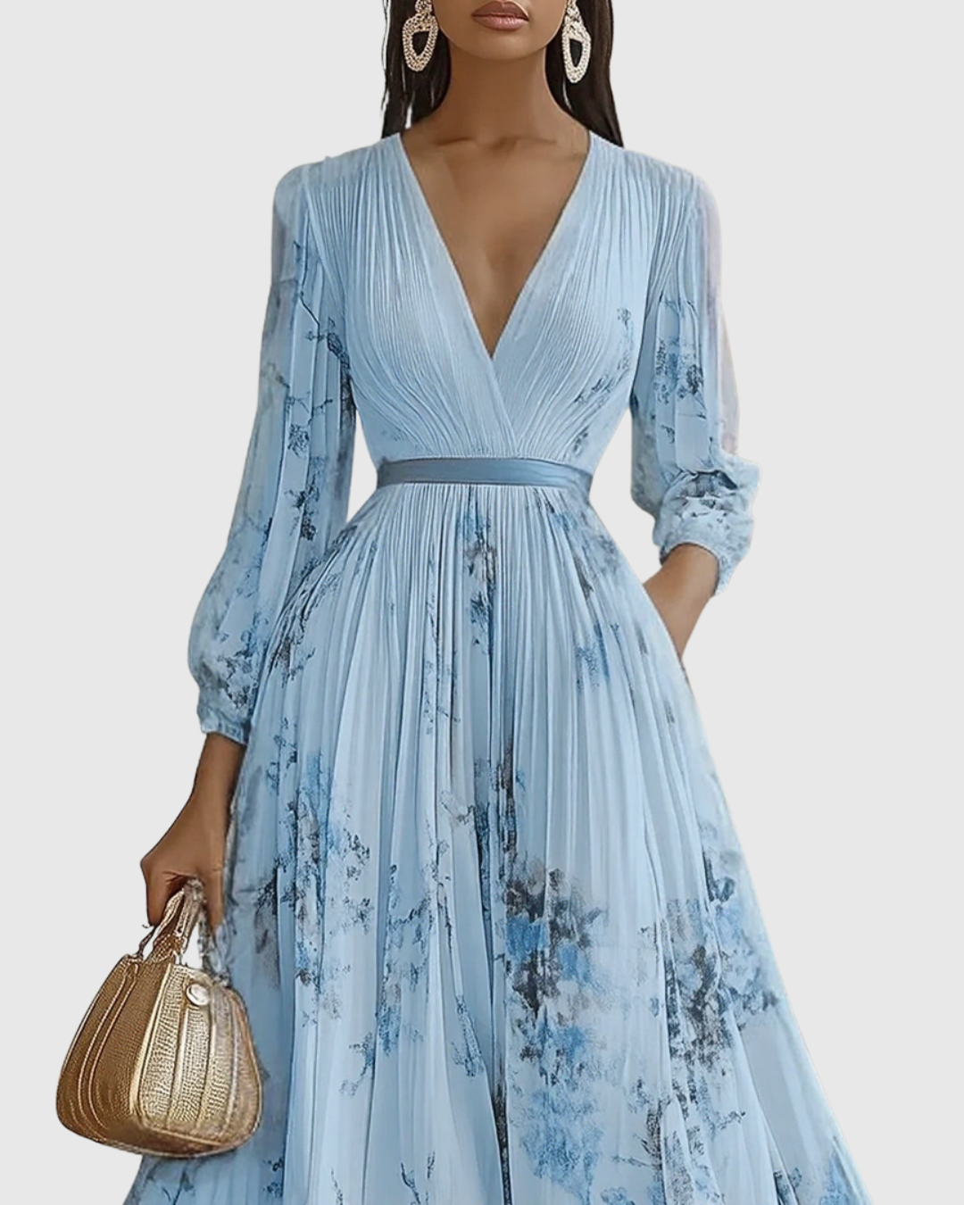 Rowella - Elegant Pleated Maxi Dress