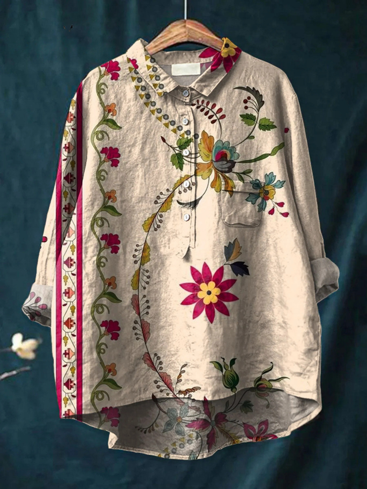 Isla | Women's Vintage Floral Art Print Casual Shirt.