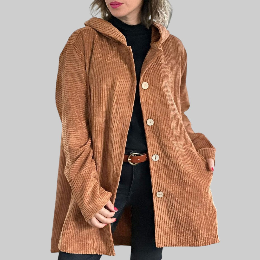 Cordia™ | Veste Matelassée en Velours Côtelé avec Capuche