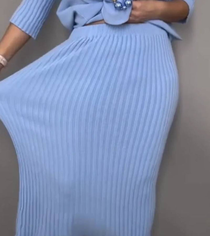 Debora | Knit set with ribbed midi skirt
