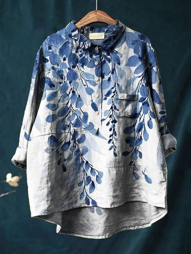 Women's Retro Floral Print Casual Cotton Shirt