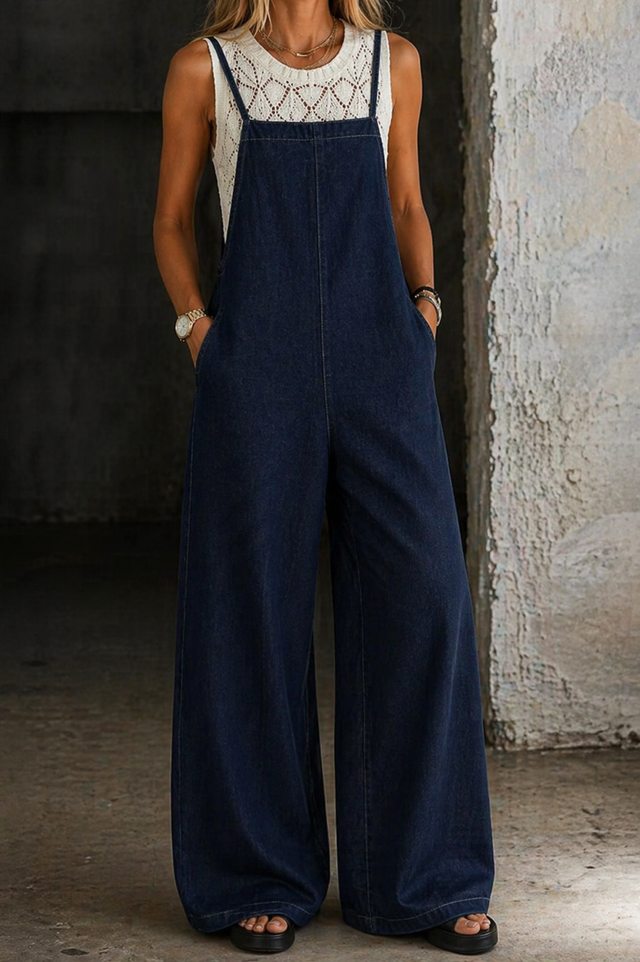 Aria | Retro Denim Jumpsuit