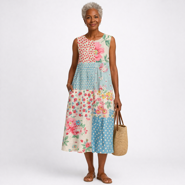 Anna | Patchwork Midi Dress