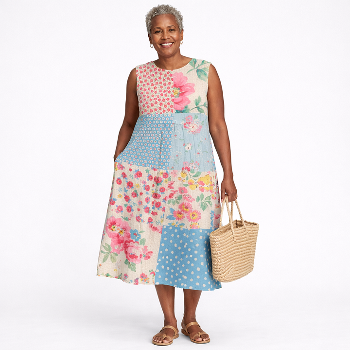 Anna | Patchwork Midi Dress