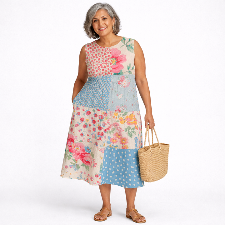 Anna | Patchwork Midi Dress