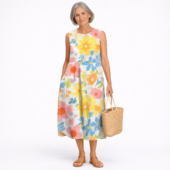 Ella | Pastel Floral Midi Dress