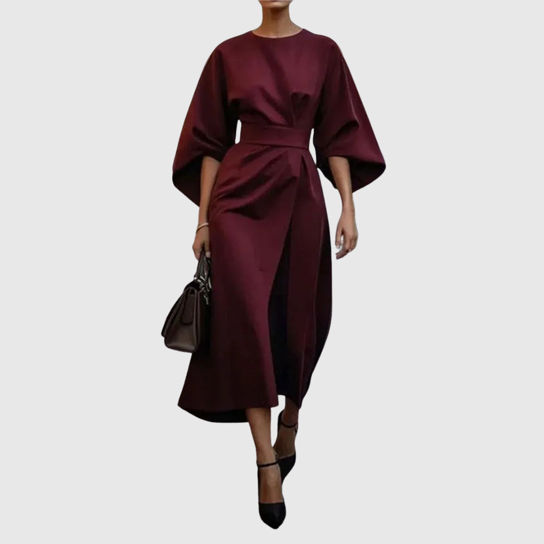 Eldra - Satin Feel Batwing Sleeve Maxi Dress