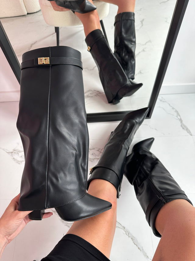 SERENA™ - Black Vegan Leather Boots